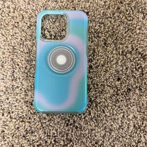 Stylish Blue Phone Case with PopSocket OtterBox 14 pro